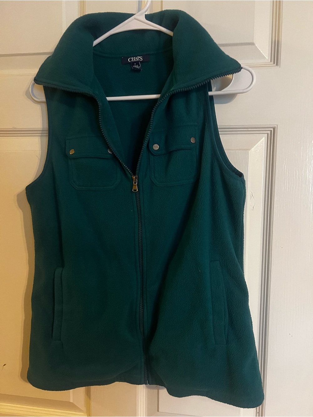 Chaps Women's Green Fleece Zip-Up Vest